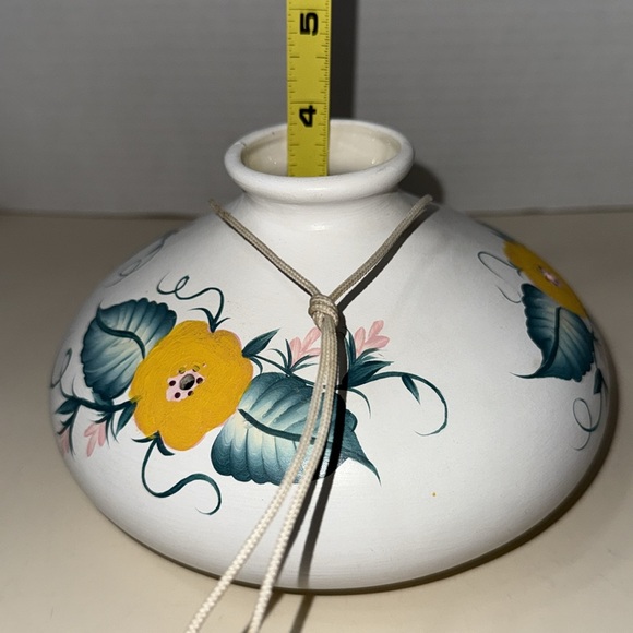 Handmade Handpainted Ceramic Hummingbird Feeder Floral Ready to Hang Signed Vtg - Picture 12 of 12